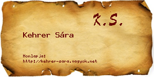 Kehrer Sára névjegykártya